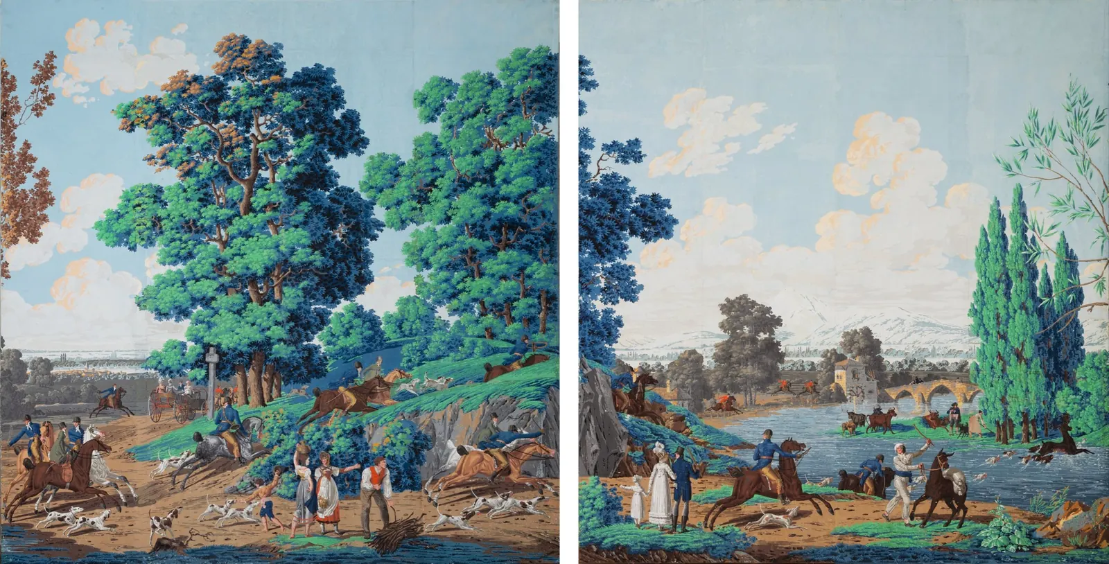 Les Chasses de Compiègne : Poursuite du Cerf & Passage de la Rivière